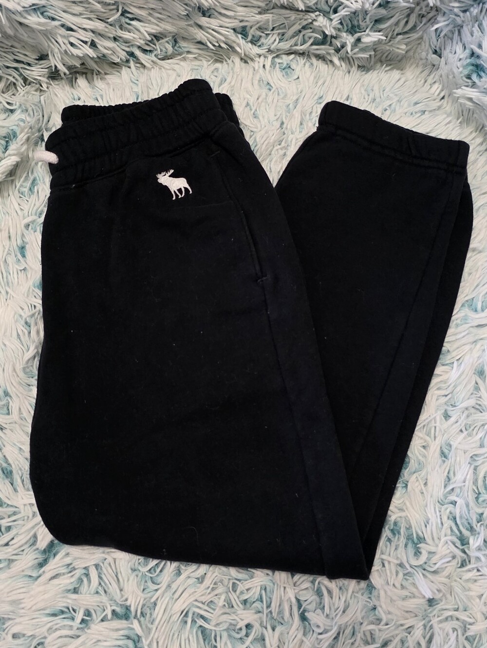 Abercrombie kids Boys Essential Fleece Icon Joggers Black Size 7/8